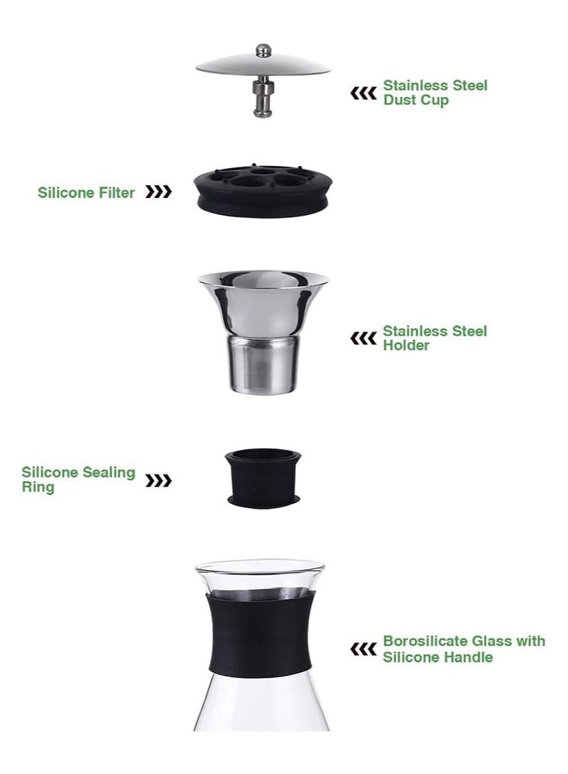Heat-Resistant Glass Cold Water Bottle Glass Pitcher with Lid Juice Pitcher Water Bottle (1100ml/37.2 Oz) - Image 3